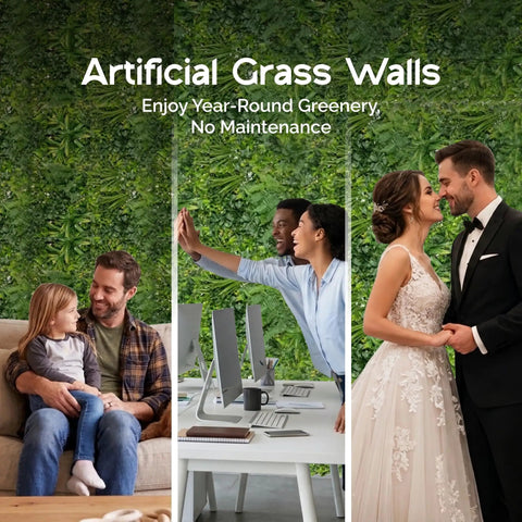 Artificial Rainforest Living Wall Grass Panels 20 By 40 Inch 5 Pack For Indoor Outdoor Use Hedge Leaf Privacy Screen