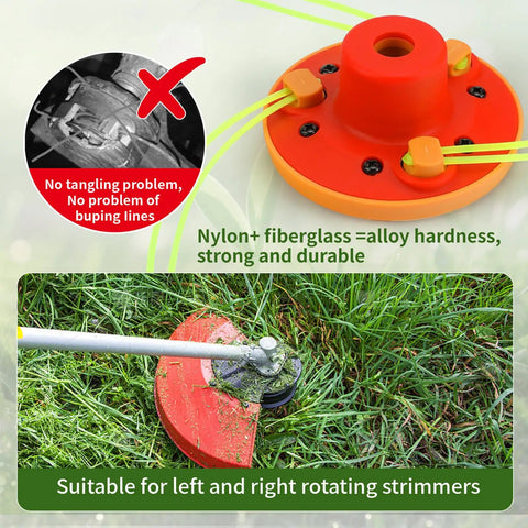 Universal Weed Eater Head With 12pc 11in.095 Triangle Trimmer Line shown installed on grass