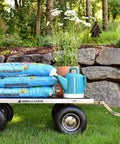 Heavy Duty Steel Utility Garden Cart Hauls Up To 1000 Pounds With Removable Sides 13 Inch Pneumatic Tires loaded with gardening supplies