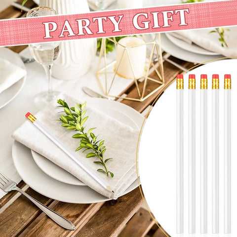 50 Pack Triangular Grip Wood Pencils With Erasers White HB Graphite Pencils For Writing Drawing And Sketching on decorated table