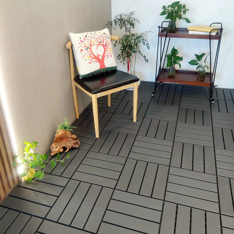 36 Sq Ft Interlocking Deck Tiles Pack Of 36 Waterproof Outdoor Flooring 12x12 In All Weather Use For Porch Poolside Balcony Backyard Dark Grey