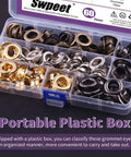 All In One 123 Pcs Grommet Eyelet Kit With 60 Washers And 1 Punch Tool For Canvas And Leather Repairs in plastic box