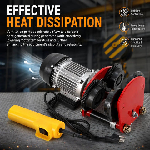 Heavy Duty 2200 LB Industrial Electric Hoist Trolley Winch For 4ft I Beam Track Overhead Crane Lift With Remote Control motor