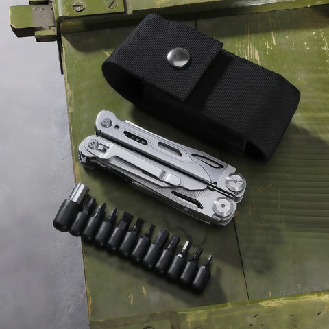 All In One Multitool Pliers With Replaceable Wire Cutters And Glass Hammer Premium Steel Construction Wood Saw Scissors And File