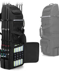 Rugged Fishing Backpack That Holds Eight Rods And Reels Tackle Box Ready Gear Bag With Two Large Compartments And One Small Pocket