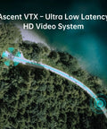 Aerial view of forest and water with digital path overlay featuring Protos FPV Drone RTF Kit With Built In Walksnail 6G VTX.