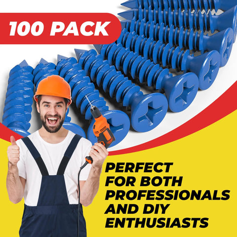 Pro Grade Self Tapping Concrete Screws With Tough Diamond Point And Flat Phillips Head 3/16 X 1-1/4 Inches Heavy Duty Blue Steel Fasteners For Hassle Free Rock Solid Mounting On Brick And Concrete