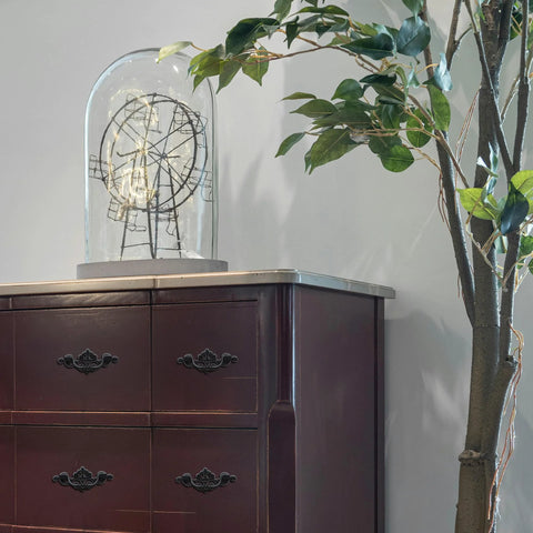 Decorated dresser with 8 Pack Matte Black Drop Bail Drawer Pulls Two And A Half Inch Center Vintage Cabinet Handles For Dresser Closet Cupboard Furniture Premium Zinc Alloy Construction Durable Hardware For Farmhouse And Traditional Decor And Timeless Quality against a leafy backdrop.