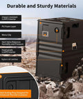 127 Qt Food Warmer Hot Box Carrier with Lockable Wheels and Double Buckles, highlighting impact-resistant LLDPE exterior.
