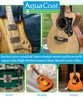 Hella Smooth Water Based Wood Grain Filler Gel With Easy Sanding And Rapid Dry Time used on acoustic guitar, ukulele, and drum.