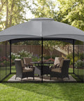 10x10 Gazebo Replacement Mesh Netting with Durable Polyester Screen, 4-Panel Sidewalls and Double Zippers, Installed in Backyard
