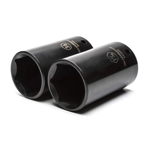 Close-up of 36mm socket from All-In-One Pro Grade 209 Piece SAE And Metric Master Impact Socket Set, black oxide finish.
