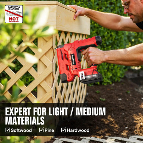 Slick Two In One Cordless 18 Gauge Brad Nailer And Crown Stapler For Diy Home Projects lightweight design used on a lattice fence.