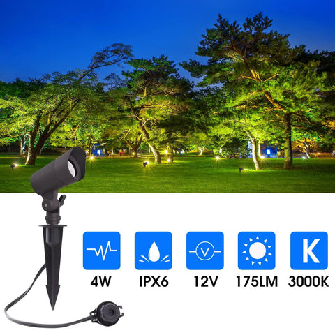 LED Landscape Pathway Lights With Connectors 12V Low Voltage Warm White 3000K 4W 175LM outdoor spotlight with features
