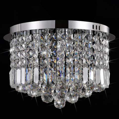 Seven Light Crystal Chandelier Pendant Ceiling Light With Sparkling K9 Crystals Modern Flush Mount Glam Fixture silver finish
