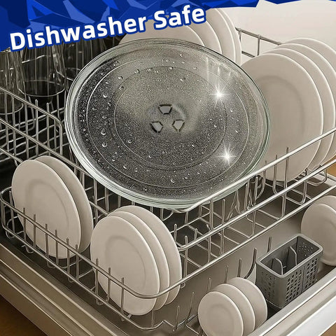 9.6 Inch Microwave Glass Turntable Plate Replacement For Small And Retro Microwaves shown in dishwasher