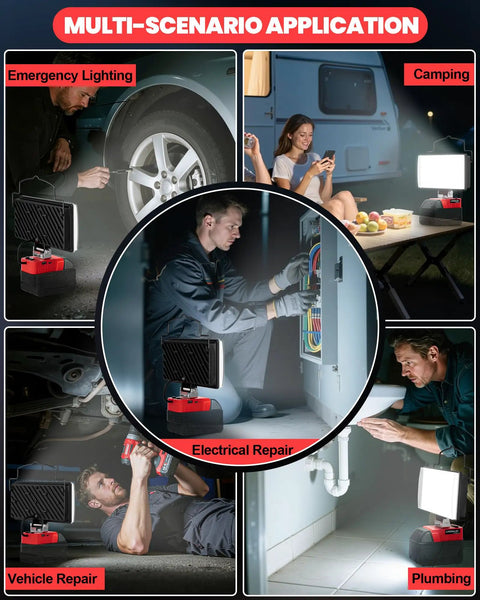 Led Work Light For Milwaukee Battery Compatible 38W used for camping, emergency lighting, electrical repair, and plumbing.