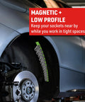 Three Eighths Inch Flexible Magnetic Socket Holder Rail Green That Attaches To Toolbox Or Ferrous Surfaces Keeps Sockets Secure