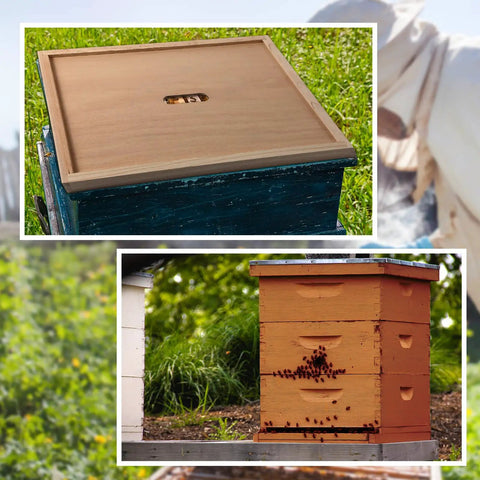Telescoping Hive Covers And Beehive Inner Covers For 10 Frame Beehives in outdoor setup