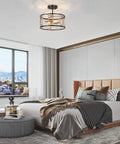 2 Light Modern Semi Flush Mount Ceiling Light With Clear Glass Shade Close To Ceiling Fixture Delivers Bright Ambient Lighting