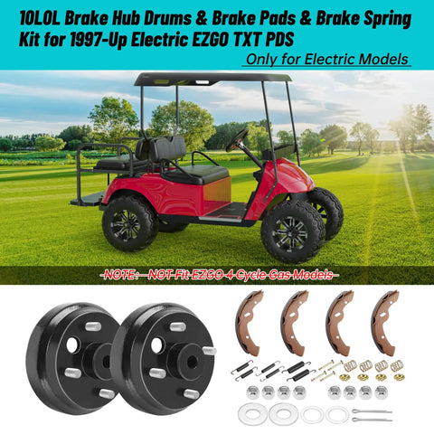 Rear Brake Hub Drum Repair Kit With Shoes And Springs For EZGO TXT PDS Electric Golf Carts 1997 Up bundle with golf cart