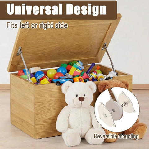 Soft Close Toy Box Hinges Set With Lid Support For Wooden Toy Chests, Cedar Storage Trunks And Benches, open wooden toy chest