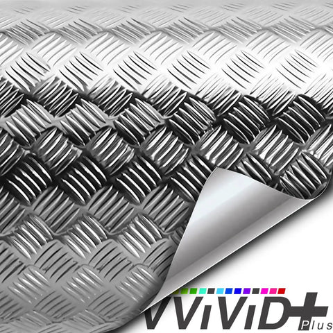 Diamond Plate Vinyl Wrap Roll With Anti Slip Traction Pattern Metallic Chrome Finish Self Adhesive Silver Sheet For Floors Steps And Equipment On The Job Site 17.8 Inches By 50 Feet