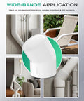 Four Pack 1-1/2 Inch 45 Degree PVC Elbow Fittings Furniture Grade SCH40 PVC Connectors 2-Way Socket Corner Joints For DIY Shelves Garden Frames Greenhouses White in plumbing and garden use.