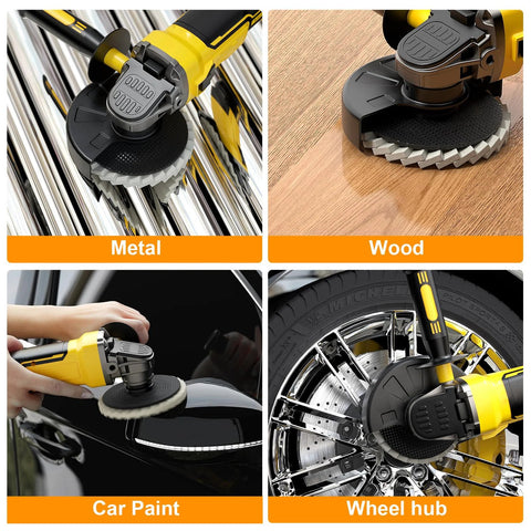 BURMONG 8-Piece Wool Polishing Wheel Kit with 5 buffing wheels and 3 compounds for metal, wood, car paint, wheel hubs