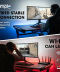 Comparison of wired and wireless connections for online gaming, highlighting the stability and reduced lag of wired setups.