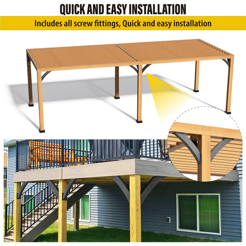 Heavy Duty Arc 45 Degree Angle Support Brackets Built Tough For Gazebos, Decks, Porches, Log Cabins And Other Wood Frame Projects, 4 By 4 Inch, Two Brackets, Outdoor Ready With Rugged Black Powder Coat for deck installation