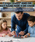 Teacher and students use DIY Logic Gate Soldering Kit For Beginners With Interactive LED Simulation Learn And Or Not Gates Hands On Electronics Practice Kit For High School And College STEM Education.