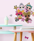 LOL Surprise Peel And Stick Giant Wall Decals 20 Piece Set Removable Repositionable Wall Art in kids room