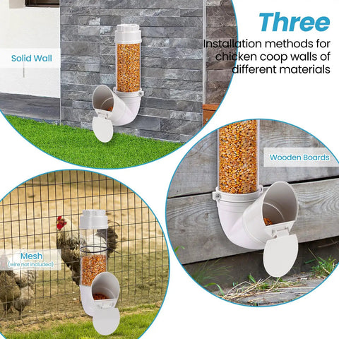 Heavy Duty PVC Pipe Chicken Feeder No Waste Hanging Poultry Coop Feeding Trough For Chickens, Durable Wall Mount Gravity Fed Bird Food Dispenser To Minimize Spillage And Keep Coop Clean