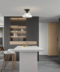 Industrial Semi Flush Mount Ceiling Light With Clear Glass In Black Finish Dope Modern Farmhouse Fixture 10 Inch in modern kitchen
