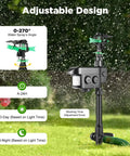 Solar Motion Activated Sprinkler With 270 Degree Adjustable Coverage, Infrared Sensor Deterrent for gardens and lawns in action