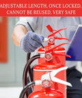 Inspecting fire extinguishers with Bulk 500 Pcs Red Plastic Tamper Seals Zip Ties With Security Tags, self-locking for security.
