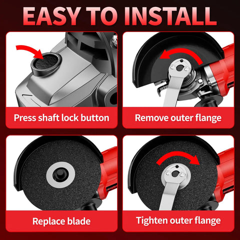 Cordless Angle Grinder Kit With Two 4.0Ah Batteries, 4-1/2 Inch Metal Grinder, Brushless Motor Up To 12,000 RPM, Cutting Wheels Included, Heavy Duty Electric Grinder Tool Set For Cutting And Grinding