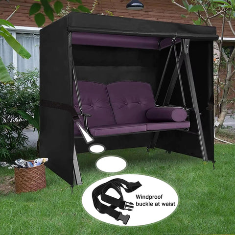Durable 600D Oxford Patio Swing Cover For Outdoor 3 Seater Garden Hammock Glider Built Tough Waterproof Windproof With Zippers