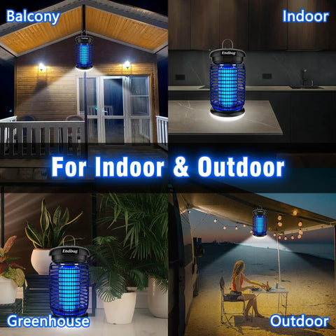 Indoor Outdoor Bug Zapper 2 In 1 With LED Light Waterproof Mosquito Killer installed in various home and garden settings