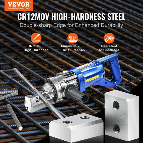 Dude, check out these bad-ass VEVor Electric Rebar Cutter Replacement Blades with CR12MoV steel cutting through rebar.
