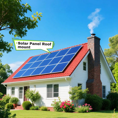 House with solar panels and 4 Pack 45 Inch Adjustable Solar Panel Tilt Mount Brackets With Foldable Legs For 45 Inch Panels on roof