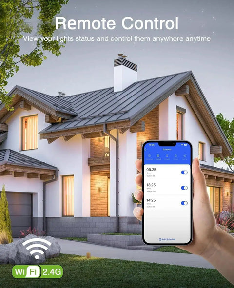 Smart Three Way Light Switch With Wi Fi Works With Alexa And Google Assistant 2 4 GHz Only Neutral Wire Required No Hub Needed 15 Amp Max Schedule Timer FCC Listed 2 Pack White app interface shown on smartphone for home lighting control