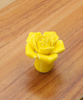 Cute Ceramic Rose Knob Set Yellow Vintage Kitchen Style Drawer Pulls 6 Pack Rose Flower Cabinet Knobs With 3 Size Screws For Dresser Cupboard Wardrobe Girls Room Decor