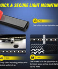 Quick and secure mounting guide for Three Piece 60 Inch RGB Truck Bed Light Kit With 270 LED Neon Accent Lighting And RF Remote