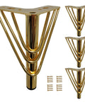7 Inch Heavy Duty Metal Triangle Furniture Legs Set Of 4 In Luxury Gold Finish With Screws For Easy Install