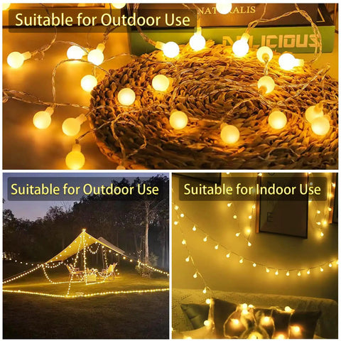 Globe String Lights With 50 LED Warm White USB Powered Remote Control 8 Modes 23 Ft Fairy Lights For Bedroom Balcony Garden Party Christmas Tree Indoor Outdoor IP44 Waterproof