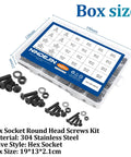 580 Piece Hex Socket Cap Screws Set With Nuts And Flat Washers, M2 M3 M4 M5 Sizes, 304 Stainless Steel in labeled case