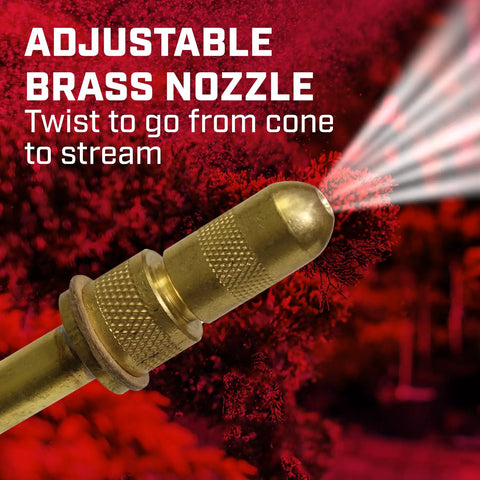 Adjustable brass nozzle on Two Gallon Tri Poxy Open Head Sprayer For Pros And DIY Garden Care A Workhorse Tank With Easy Open Top