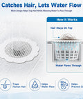 Super Slick Disposable Shower Drain Hair Catchers, 40 Pack Flower Mesh Grates With Strong Waterproof Tape, Easy Peel And Toss in use over drain